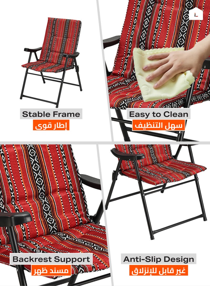 LAWAZIM Folding Travel and Camping Chair - Saudi heritage style -Lightweight Portable Folding Chair for Trip, Beach, Hiking, Fishing, Picnic, Backpacking - Ideal for Outdoor Use and Travel - Red - Image 3
